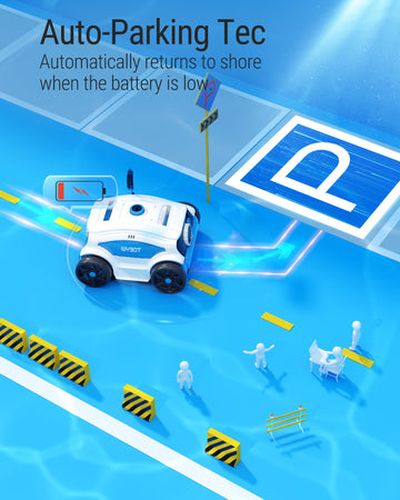 WYBOT WY1103 Poolroboter Kabellos mit Akku, 120 Min. Laufzeit, für Aufstellpools bis 120 m², Doppelmotoren, Große Bürste&Saugöffnungen, Verstellbare Düse(Weißblau)